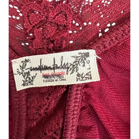 Free People Forever Young Red Lace Long-Sleeve Bodysuit Size Large - Picture 4 of 12